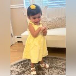 Floral Yellow Spaghetti Strap Dress with Ruffle Neckline Size‎ 2T